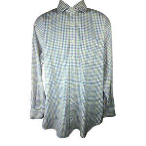 Peter Millar Mens Nanoluxe Easycare Gingham Cotton Premium Dress Shirt XL